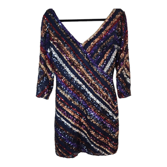 New SCALA silk navy blue with sequins Homecoming Cocktail Dress size 6 - Picture 1 of 11